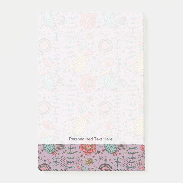 Stylish floral pattern with flowers post-it notes (Front)