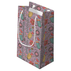 Stylish floral pattern with flowers small gift bag
