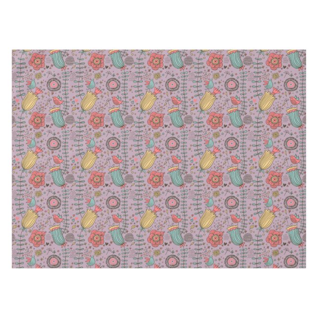 Stylish floral pattern with flowers tablecloth (Front (Horizontal))
