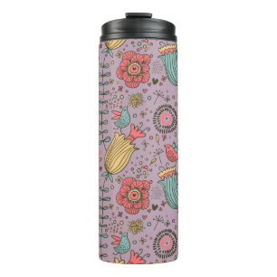 Stylish floral pattern with flowers thermal tumbler