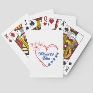 Stylish Floral Puerto Rico Heart Illustration Playing Cards