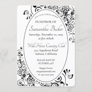 Stylish Floral Scroll Bridal Shower Invitation