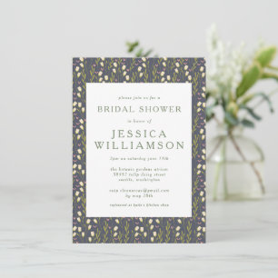Stylish Floral Simple Custom Navy Bridal Shower Invitation