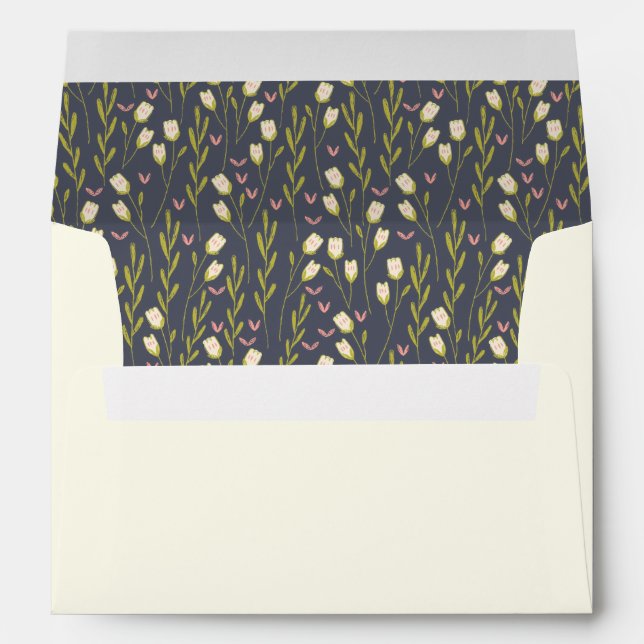 Stylish Floral Simple Preprinted Return Address  Envelope (Back (Bottom))