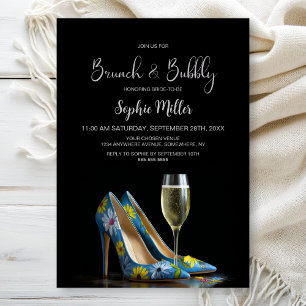 Stylish Floral Stiletto Shoes Brunch and Bubbly Invitation