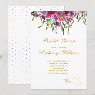 Stylish Floral Travel Bridal Shower Invitation