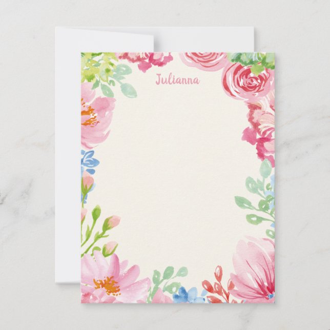 Stylish Floral Watercolor Painting Personalised Card (Front)