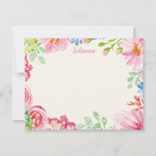 Stylish Floral Watercolor Personalised Stationery Card