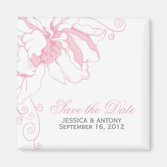 Stylish Floral Wedding Magnet (Front)