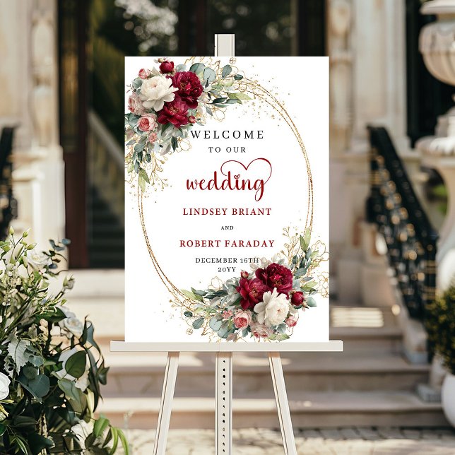 Stylish Floral Wedding Welcome Sign Printable (Stylish Floral Wedding Welcome Sign Printable)