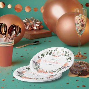Stylish Floral Wreath Confirmation Party   Paper Plate