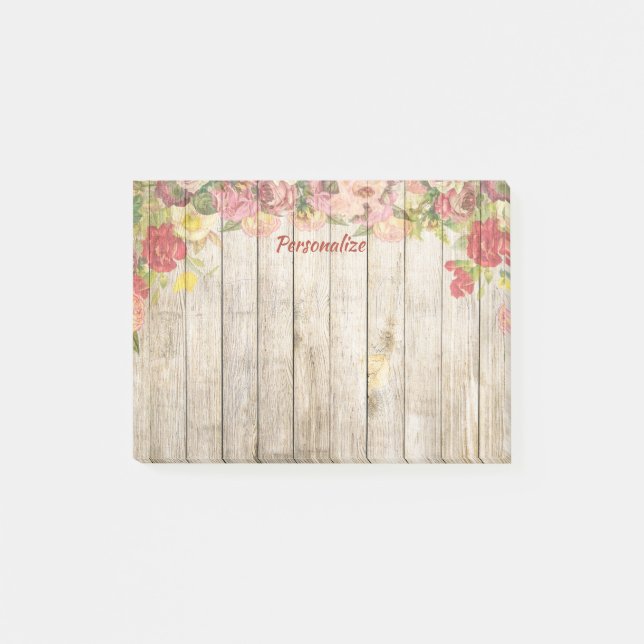 Stylish Flower Garden Wood Fence Personalise Post-it Notes (Front)