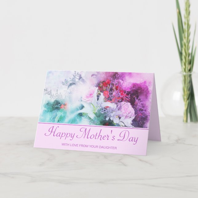 Stylish Flowers Mothers Day Holiday Card (Front)