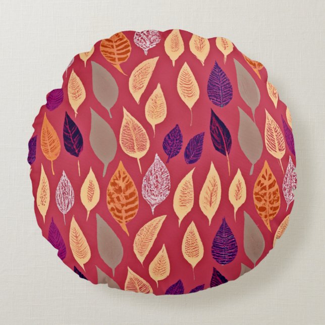 Stylish Foliage Elegance Pattern Round Cushion (Front)