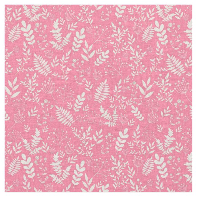 Stylish foliage pink pattern fabric (Close Up)