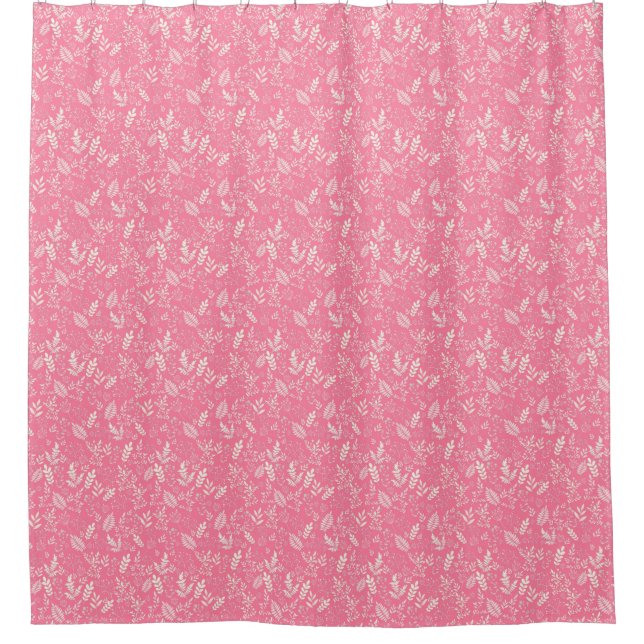 Stylish foliage pink pattern shower curtain (Front)