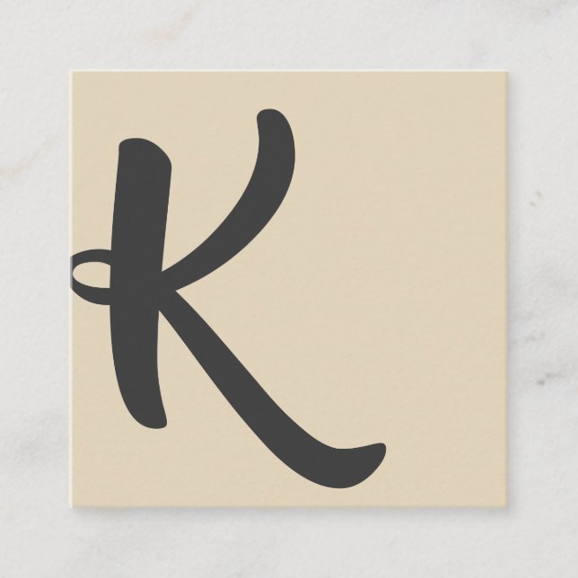 Stylish Font | Asymmetric (beige / grey) Square Business Card (Front)
