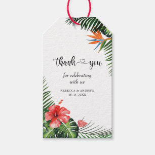 Stylish Font Tropical Wedding Thank You Favour Tag