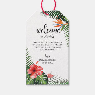Stylish Font Tropical Wedding Welcome Favour Tag