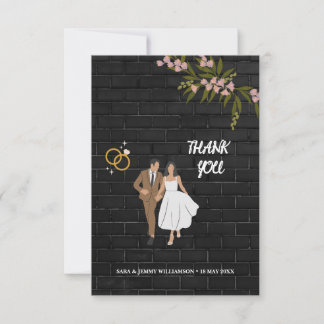 Stylish  for bride & groom photo overlay wedding t thank you card