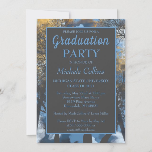 Stylish Forest Sunset Party Invitation (Front)