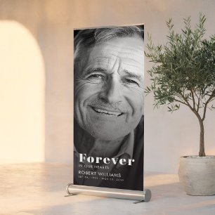 Stylish Forever In Our Hears Custom Photo Memorial Retractable Banner