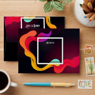 Stylish Frame Art - Coloured Splashes Waves 1 Envelope