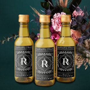 Stylish Frame Black Monogram  Wine Label