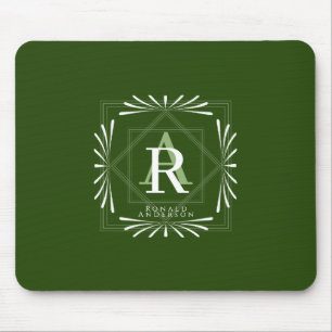 Stylish Frame Green Monogram Mouse Mat