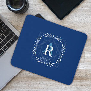 Stylish Frame Navy Monogram Mouse Mat