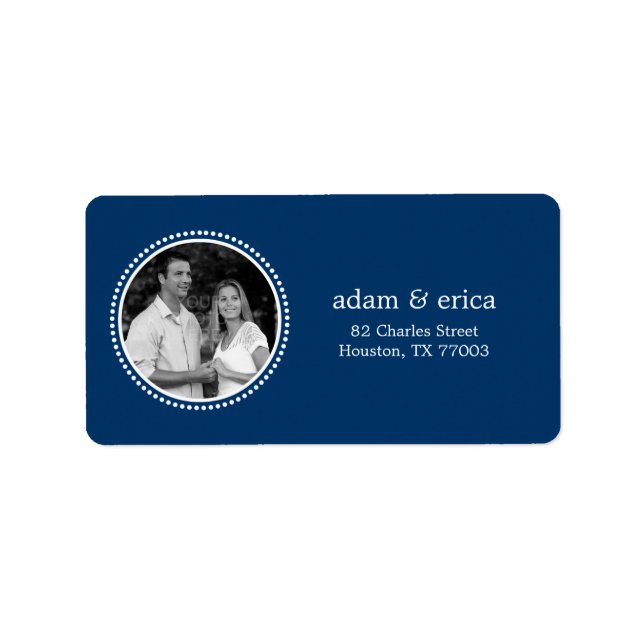 Stylish Frame Photo Address Labels (Navy) (Front)