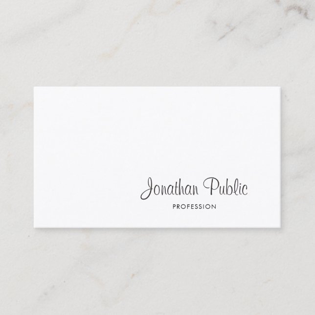 Stylish Freehand Script Modern Elegant Design Top Business Card (Front)