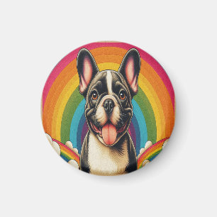 Stylish French Bulldog Dog Colourful Rainbow Magnet