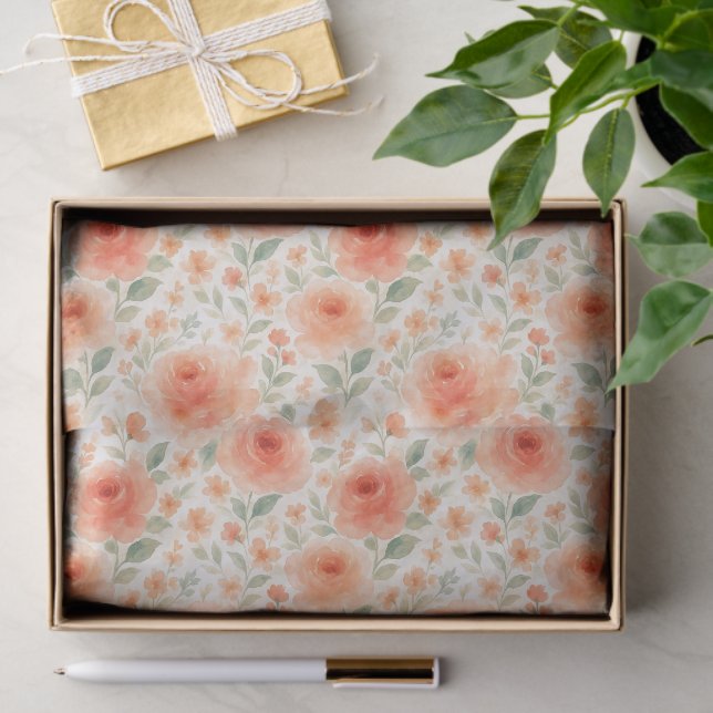 Stylish French Shabby Chic Floral Art Pattern Tissue Paper (Gift)