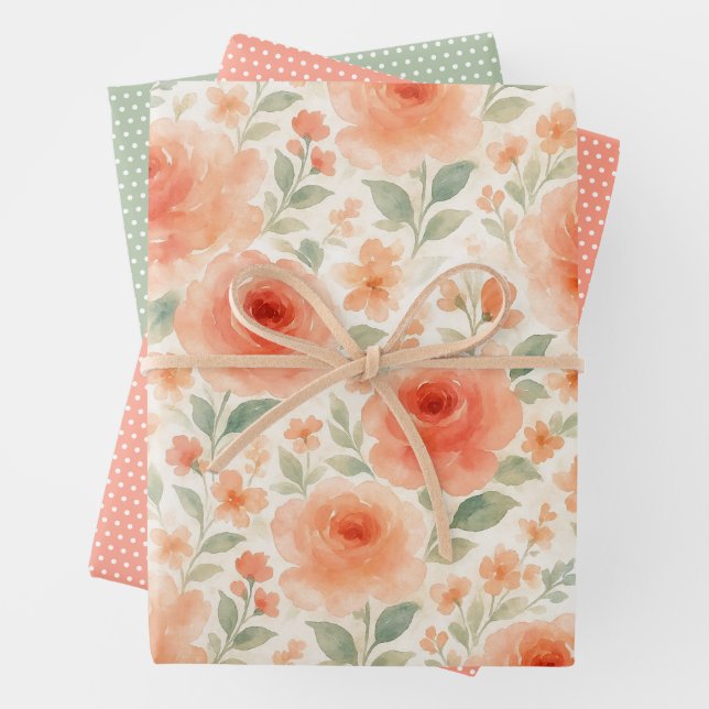 Stylish French Shabby Chic Floral Art Pattern Wrapping Paper Sheet (In situ)