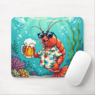 Stylish Fun Shrimp With a Glass of Beer Mouse Mat