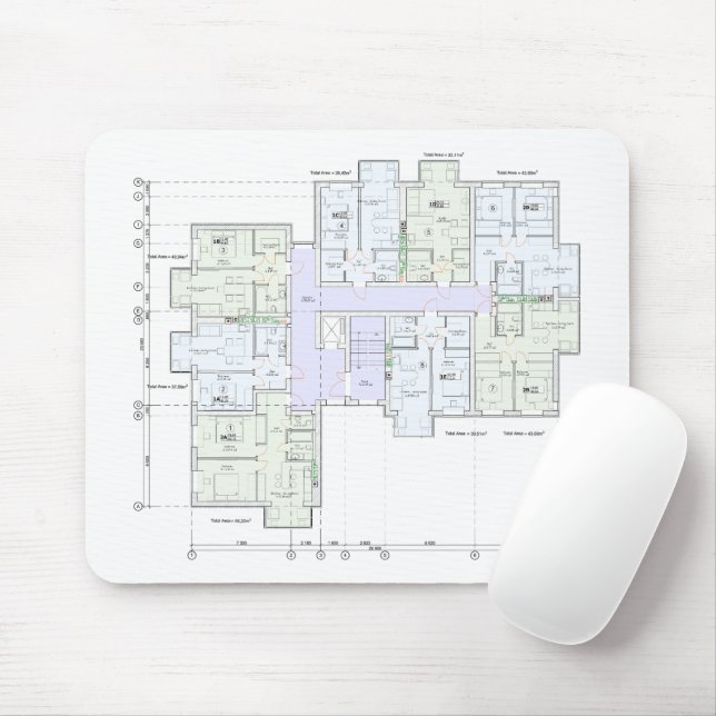 Stylish & Functional Blueprint Mouse Mat (With Mouse)
