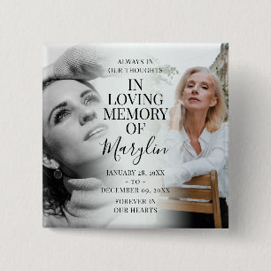 Stylish Funeral Memorial Before & After Photo 15 Cm Square Badge