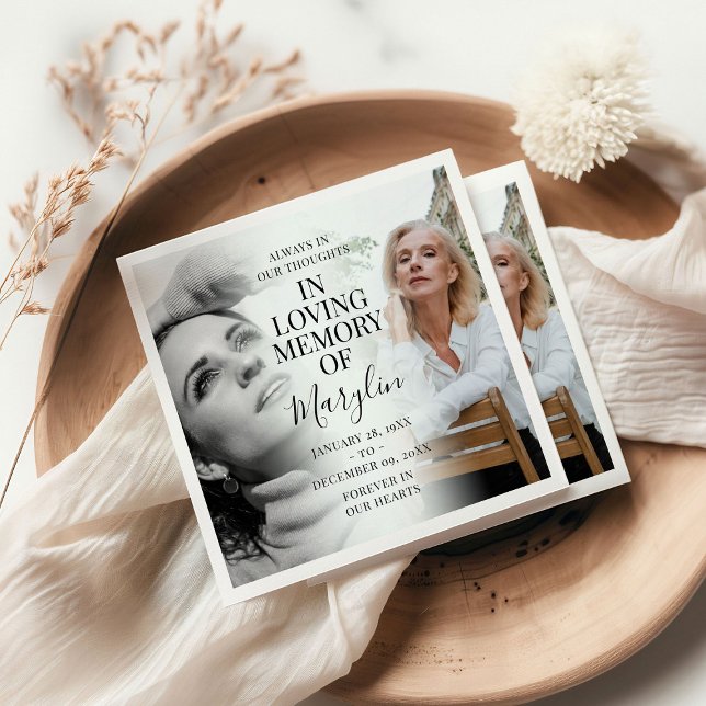 Stylish Funeral Memorial Before & After Photo Napkin (Creator Uploaded)