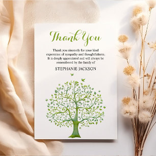 Stylish Funeral Thank You Note   Green Tree