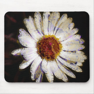 Stylish Funky Abstract Daisy White Flower Art Mouse Mat