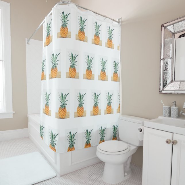 Stylish Funky Pineapple Pattern Shower Curtain (In Situ)