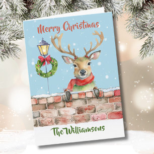 Stylish Funky Quirky Watercolor Reindeer Card