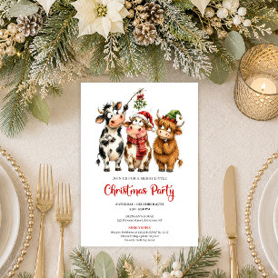 Stylish Funny Animals Minimalist Christmas Party Invitation