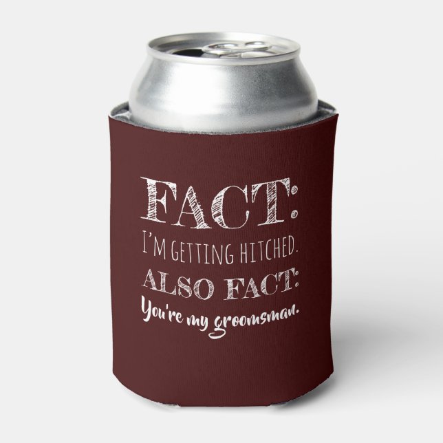 Stylish & Funny - Groomsman Proposal Maroon Can Cooler (Can Front)