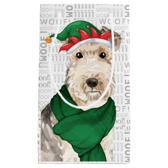 Stylish Funny Lakeland Terrier Lover Christmas Small Gift Bag (Front)