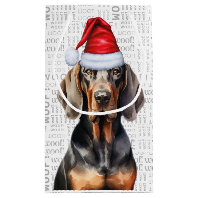 Stylish Funny Tan and Black Coonho Christmas Small Gift Bag (Back)