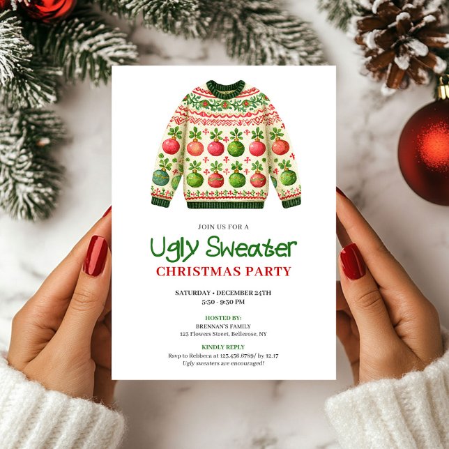 Stylish Funny Ugly Sweater Holiday Invitation (Stylish Funny Ugly Sweater Holiday Invitation)