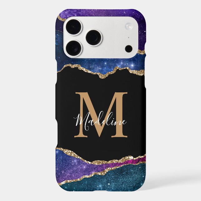 Stylish Galaxy Gold Agate Geode Monogram (Back)