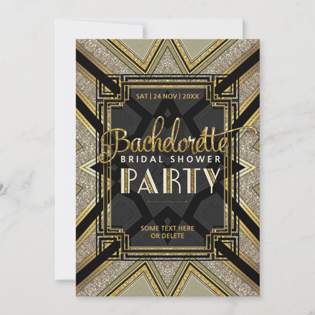Stylish Gatsby Girls Bachelorette Bridal Shower Invitation (Front)